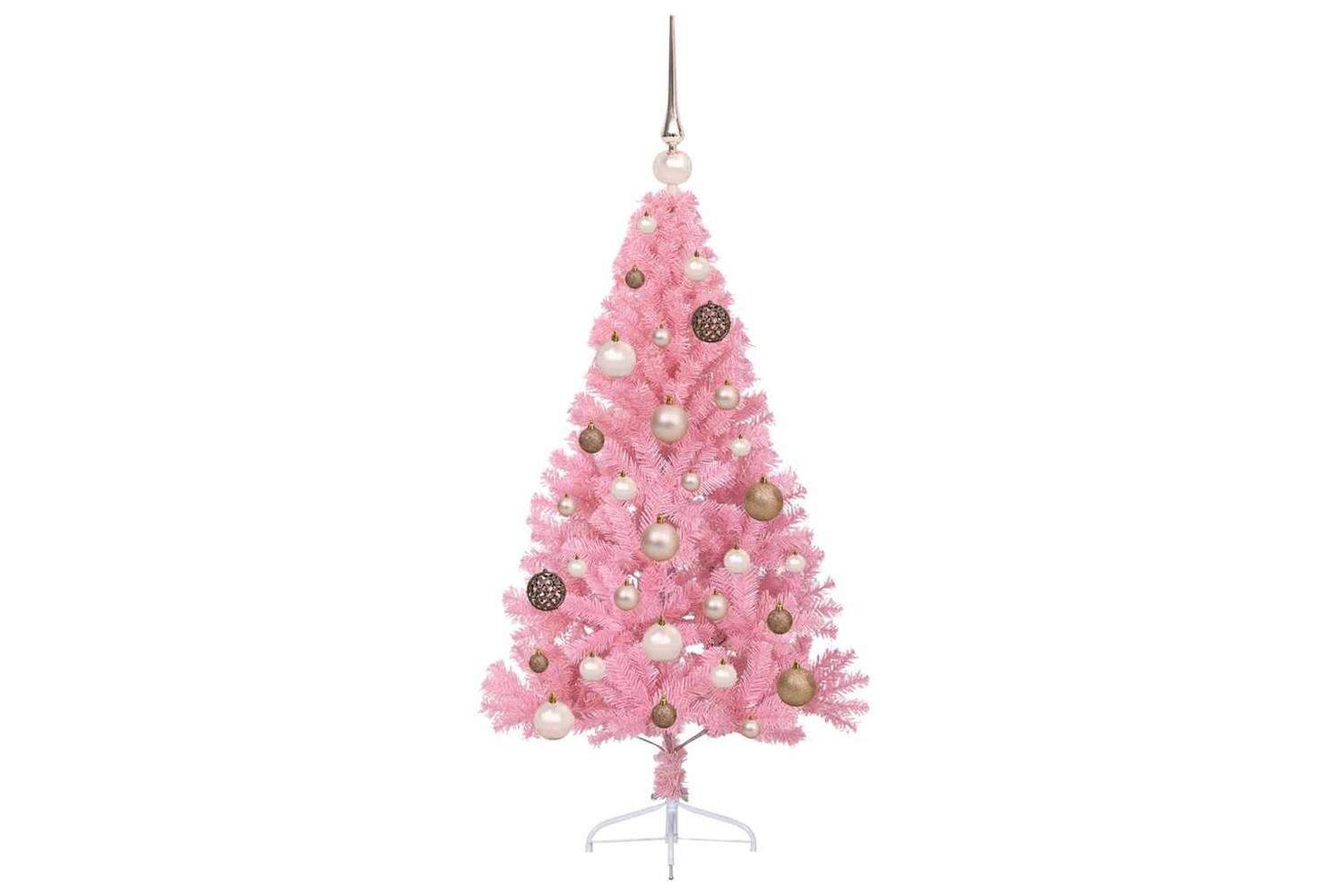Vidaxl Artificial Pre-lit Christmas Tree With 150 Leds Pink 120 Cm Pvc-4
