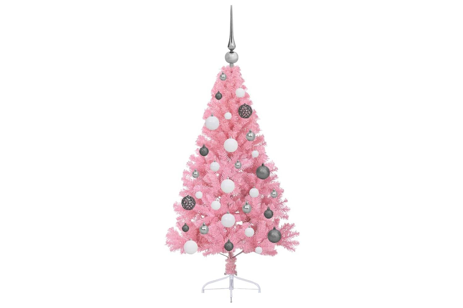 Vidaxl Artificial Pre-lit Christmas Tree With 150 Leds Pink 120 Cm Pvc-5