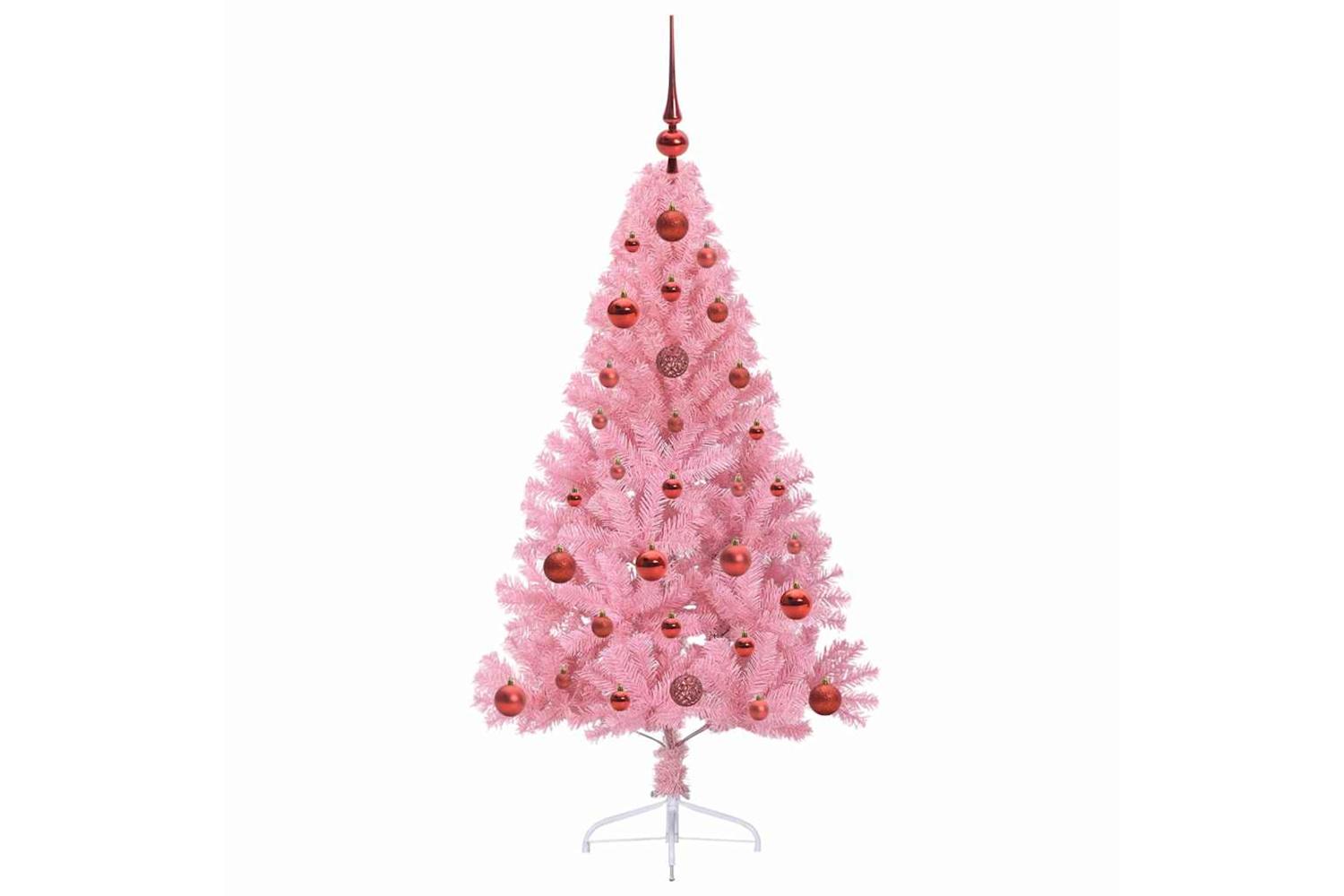 Vidaxl Artificial Pre-lit Christmas Tree With 150 Leds Pink 120 Cm Pvc-4