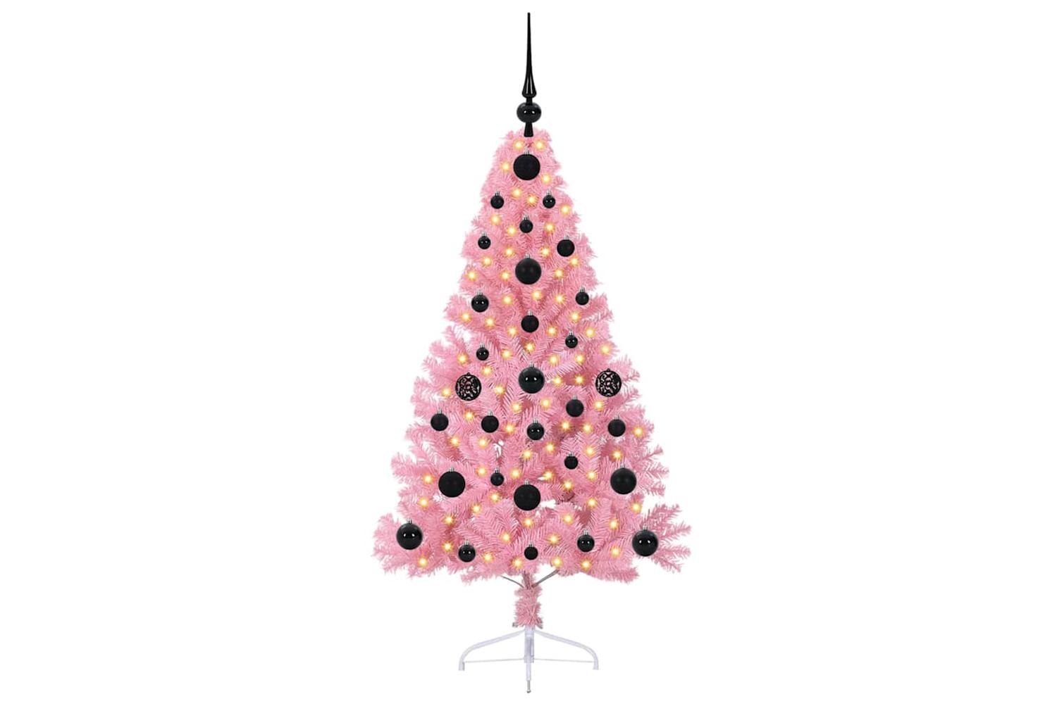 Vidaxl Artificial Pre-lit Christmas Tree With 150 Leds Pink 120 Cm Pvc-3