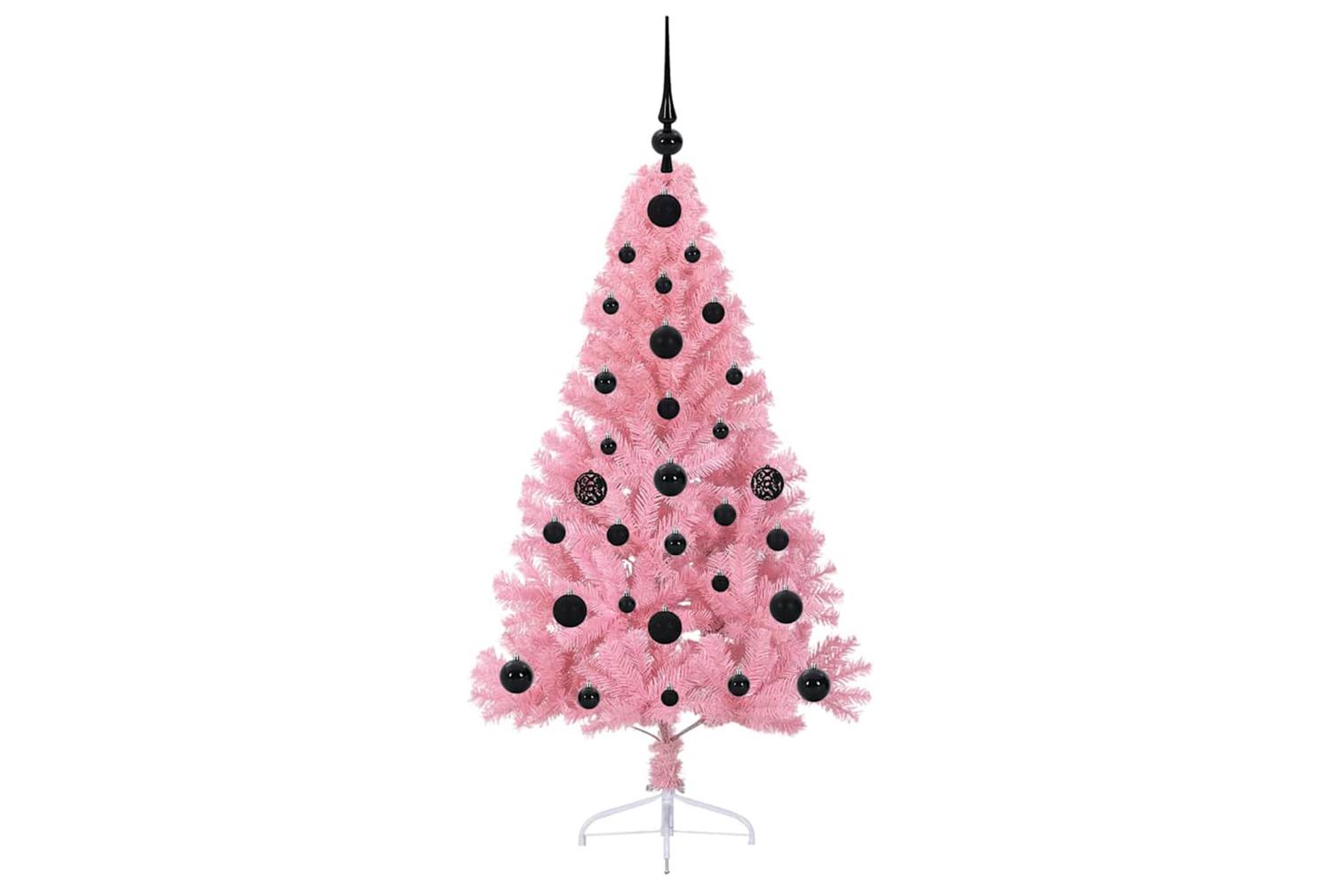 Vidaxl Artificial Pre-lit Christmas Tree With 150 Leds Pink 120 Cm Pvc-4