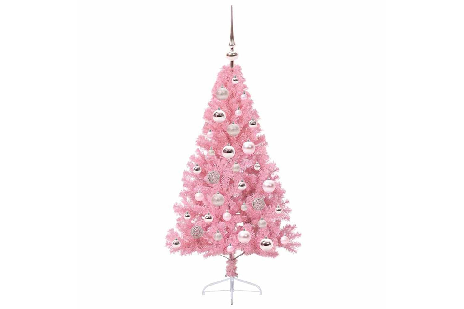 Vidaxl Artificial Pre-lit Christmas Tree With 150 Leds Pink 120 Cm Pvc-4