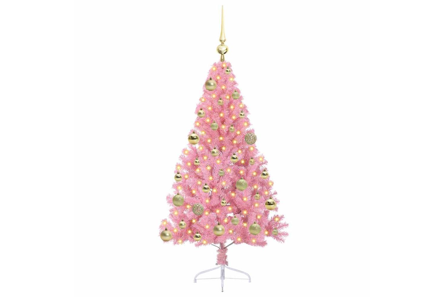 Vidaxl Artificial Pre-lit Christmas Tree With 150 Leds Pink 120 Cm Pvc-3