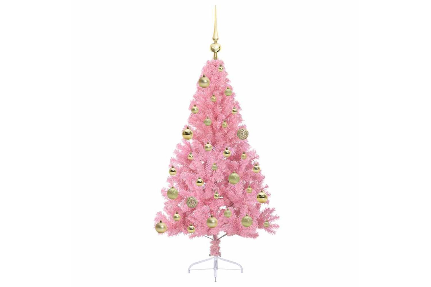 Vidaxl Artificial Pre-lit Christmas Tree With 150 Leds Pink 120 Cm Pvc-4