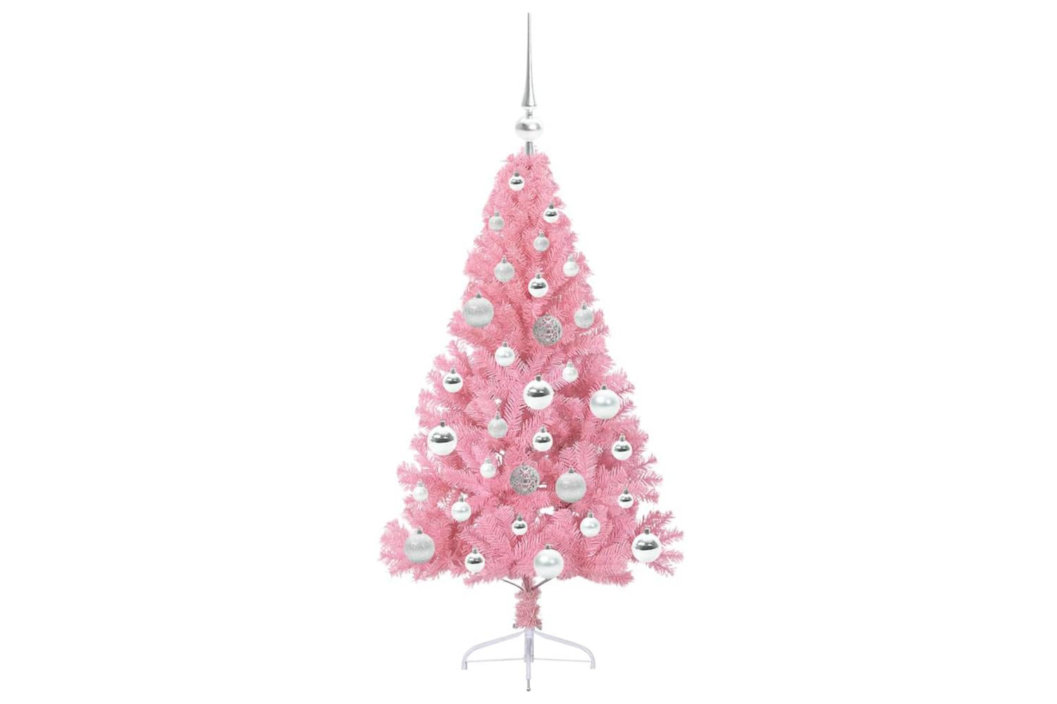 Vidaxl Artificial Pre-lit Christmas Tree With 150 Leds Pink 120 Cm Pvc-4