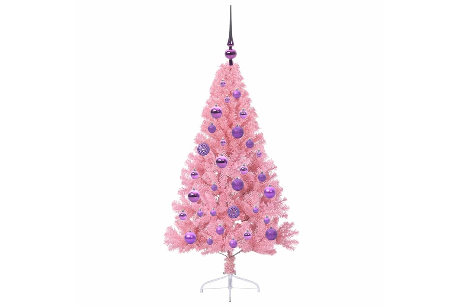Vidaxl Artificial Pre-lit Christmas Tree With 150 Leds Pink 120 Cm Pvc-4