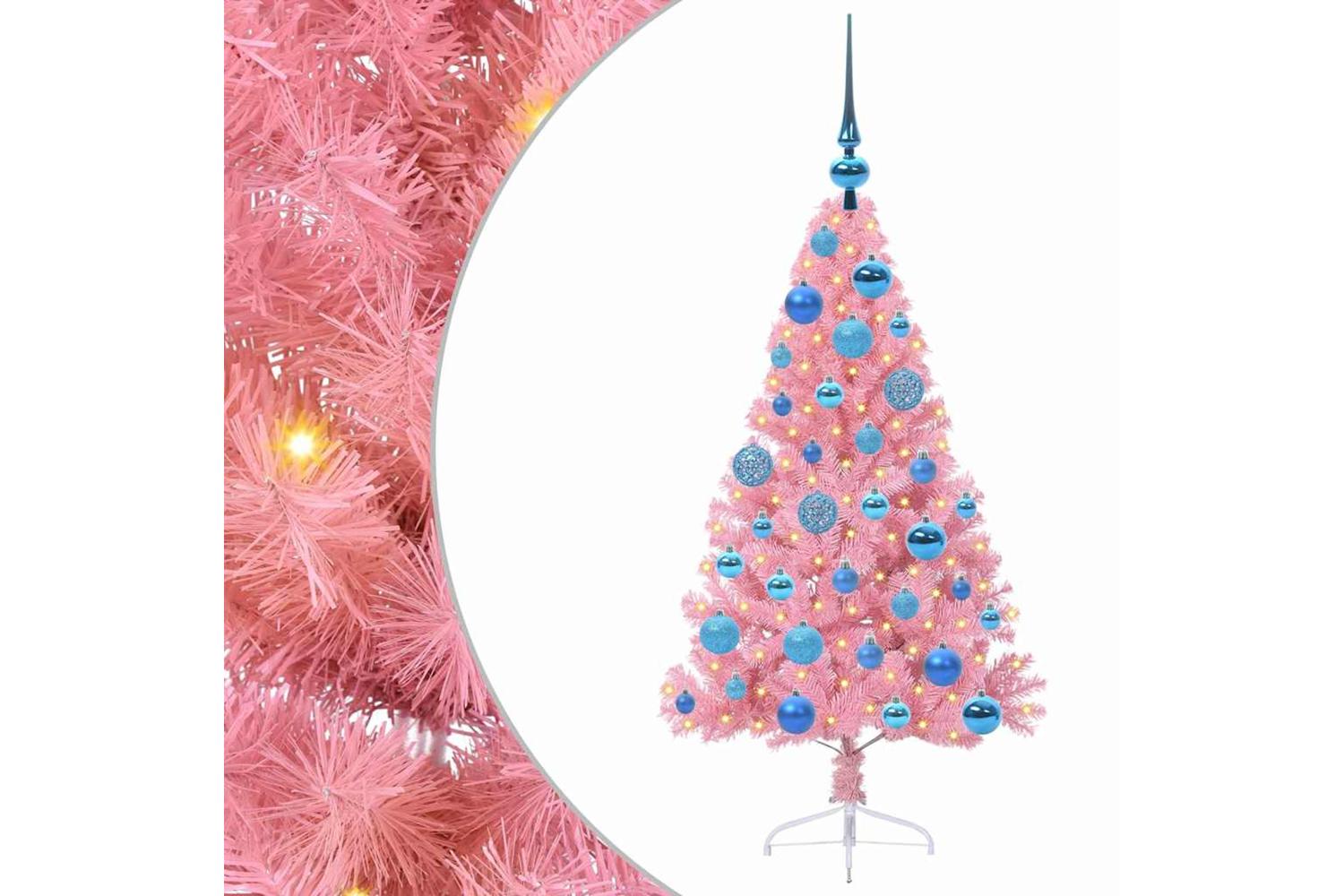 Vidaxl Artificial Pre-lit Christmas Tree With 150 Leds Pink 120 Cm Pvc-2
