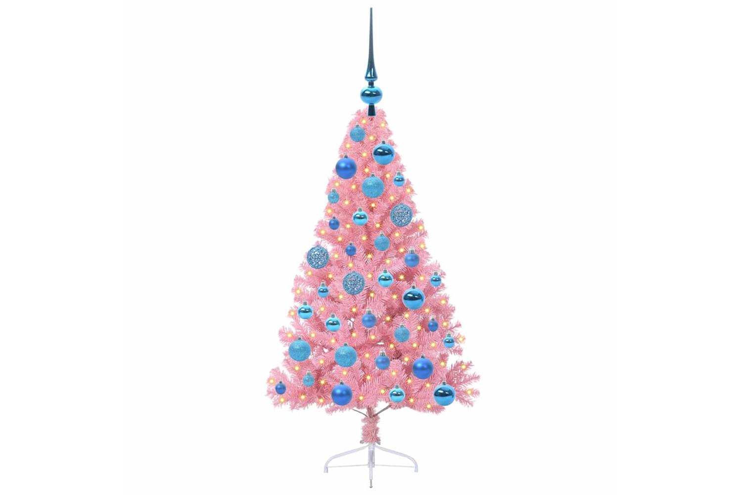 Vidaxl Artificial Pre-lit Christmas Tree With 150 Leds Pink 120 Cm Pvc-3