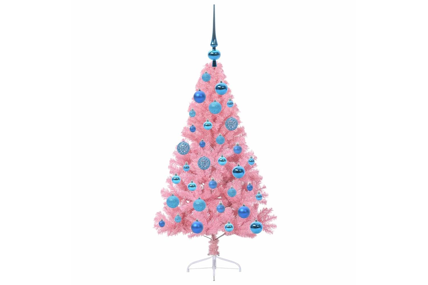 Vidaxl Artificial Pre-lit Christmas Tree With 150 Leds Pink 120 Cm Pvc-4