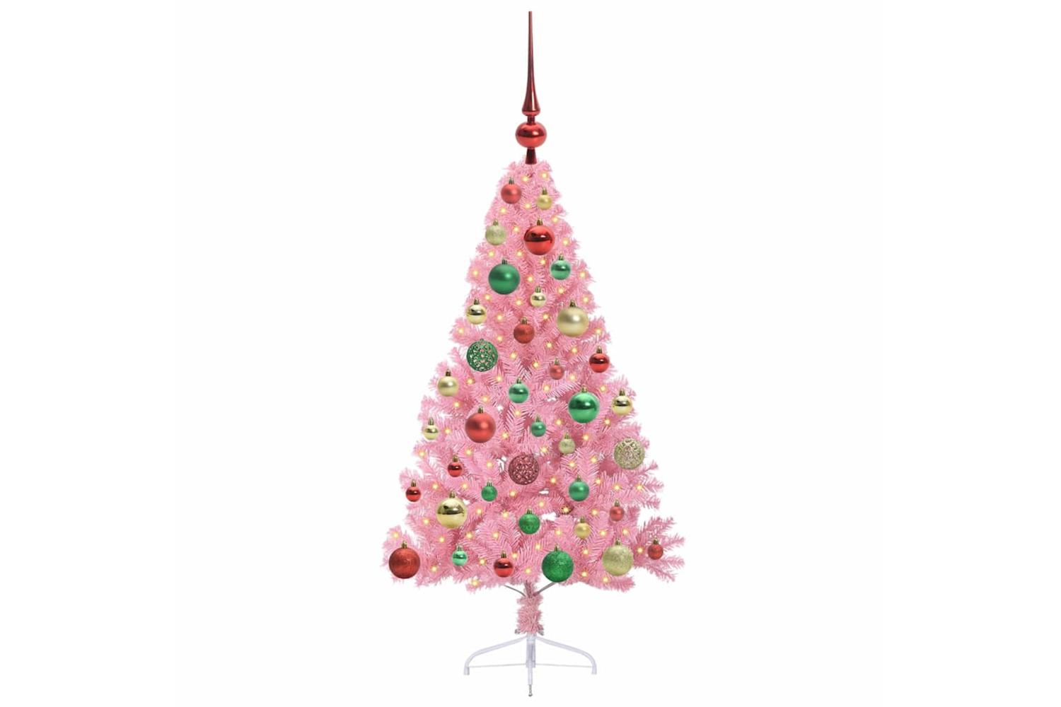 Vidaxl Artificial Pre-lit Christmas Tree With 150 Leds Pink 120 Cm Pvc-3