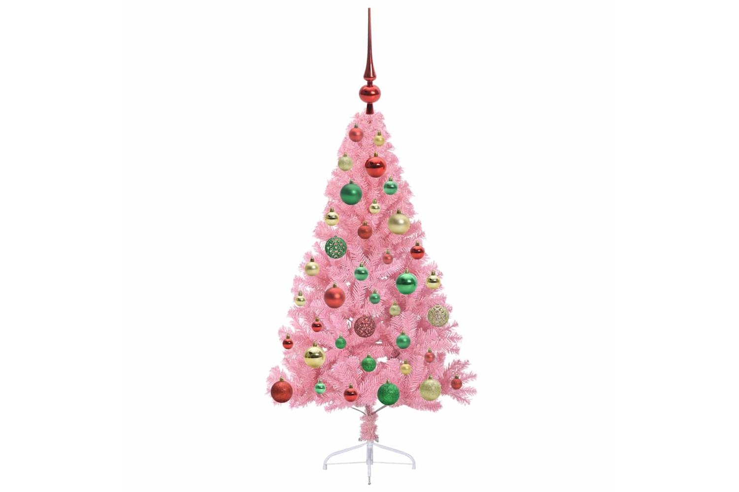 Vidaxl Artificial Pre-lit Christmas Tree With 150 Leds Pink 120 Cm Pvc-6