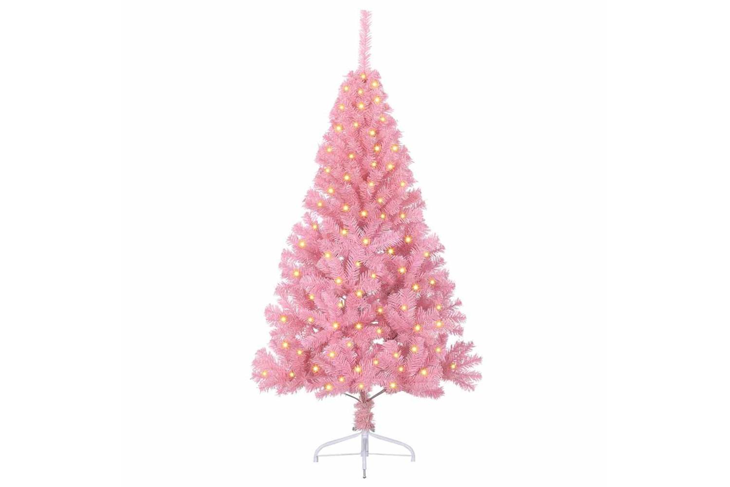 Vidaxl Artificial Pre-lit Christmas Tree With 150 Leds Pink 150 Cm Pvc-3
