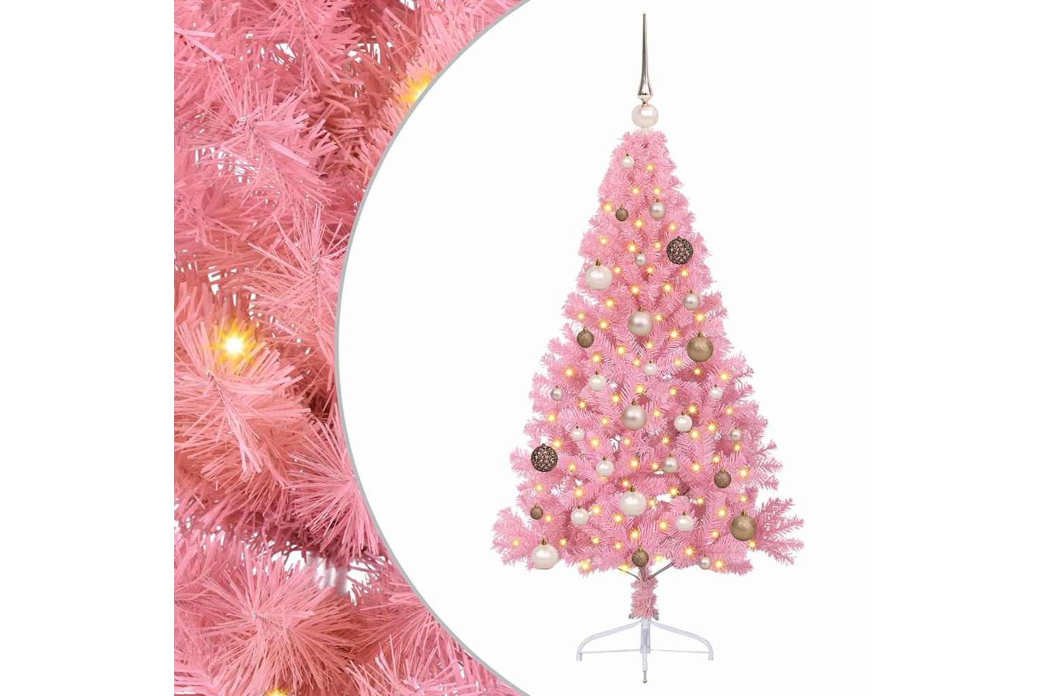 Vidaxl Artificial Pre-lit Christmas Tree With 150 Leds Pink 150 Cm Pvc-2