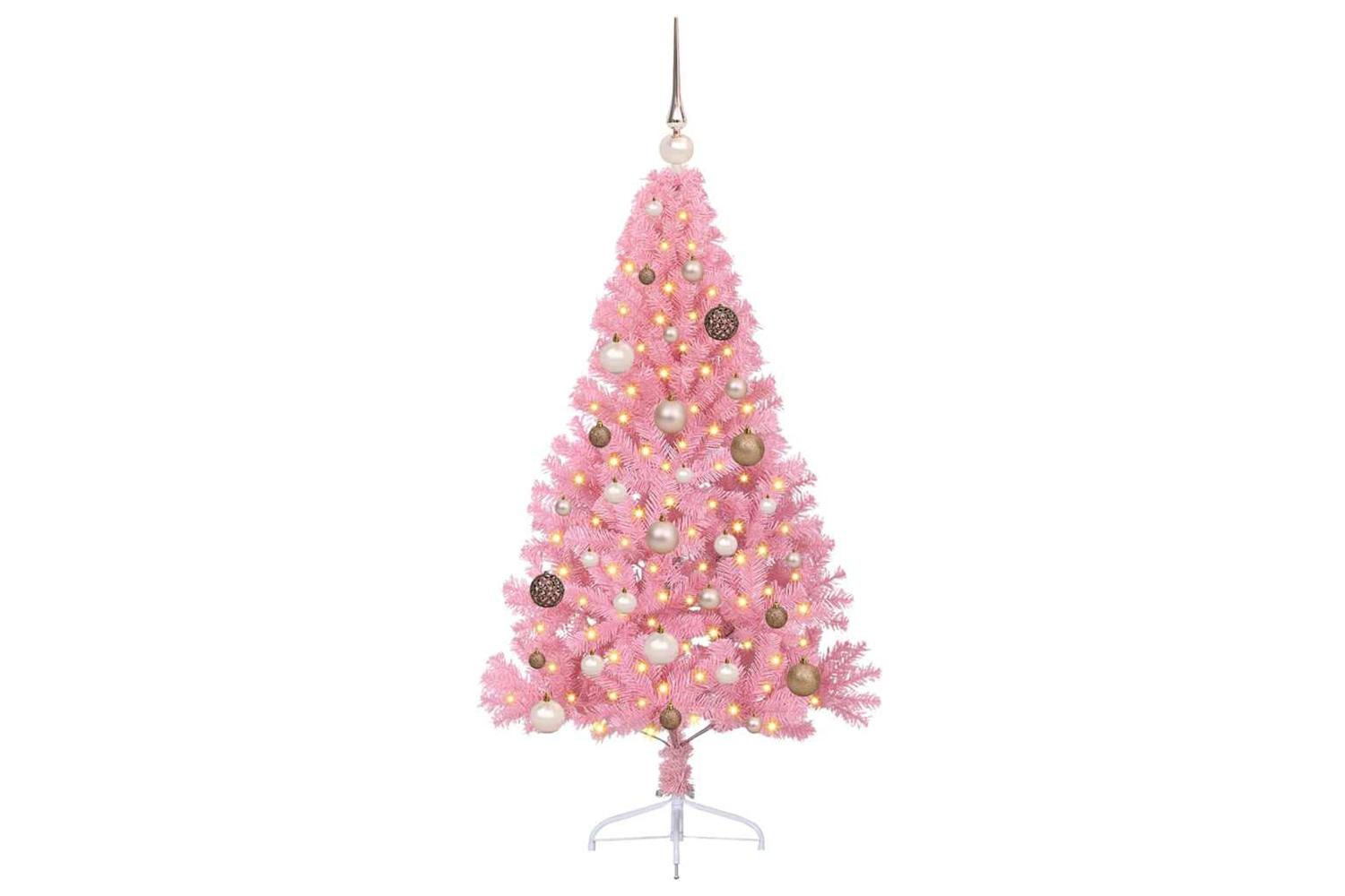 Vidaxl Artificial Pre-lit Christmas Tree With 150 Leds Pink 150 Cm Pvc-3