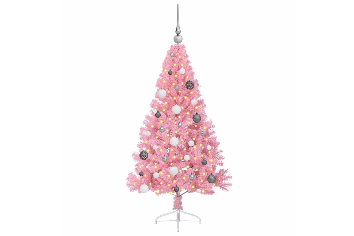 Vidaxl Artificial Pre-lit Christmas Tree With 150 Leds Pink 150 Cm Pvc-3