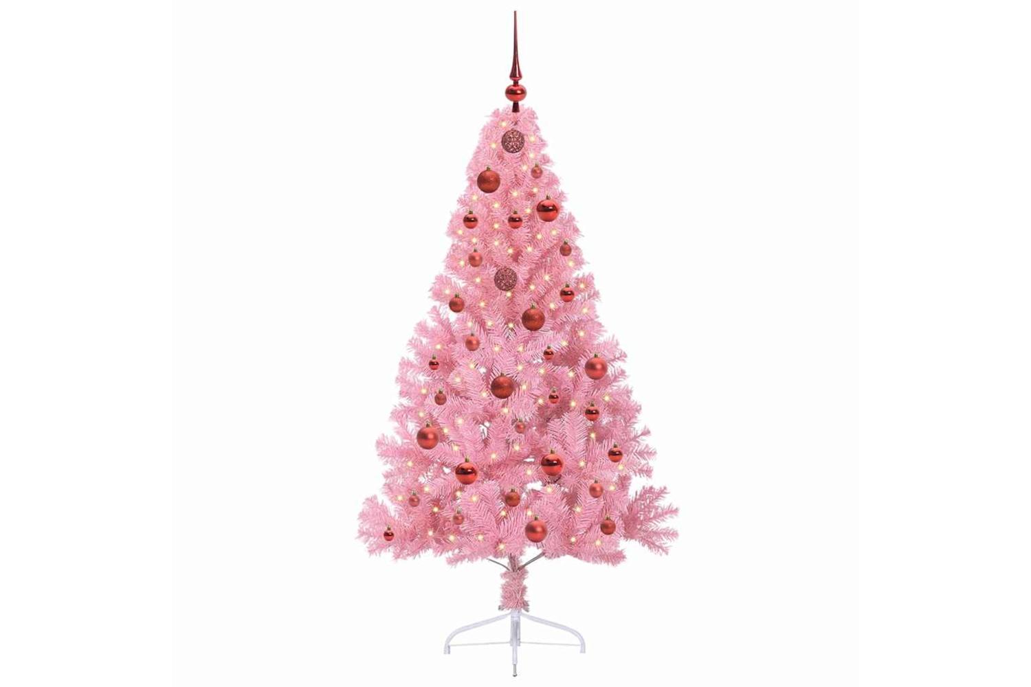 Vidaxl Artificial Pre-lit Christmas Tree With 150 Leds Pink 150 Cm Pvc-3