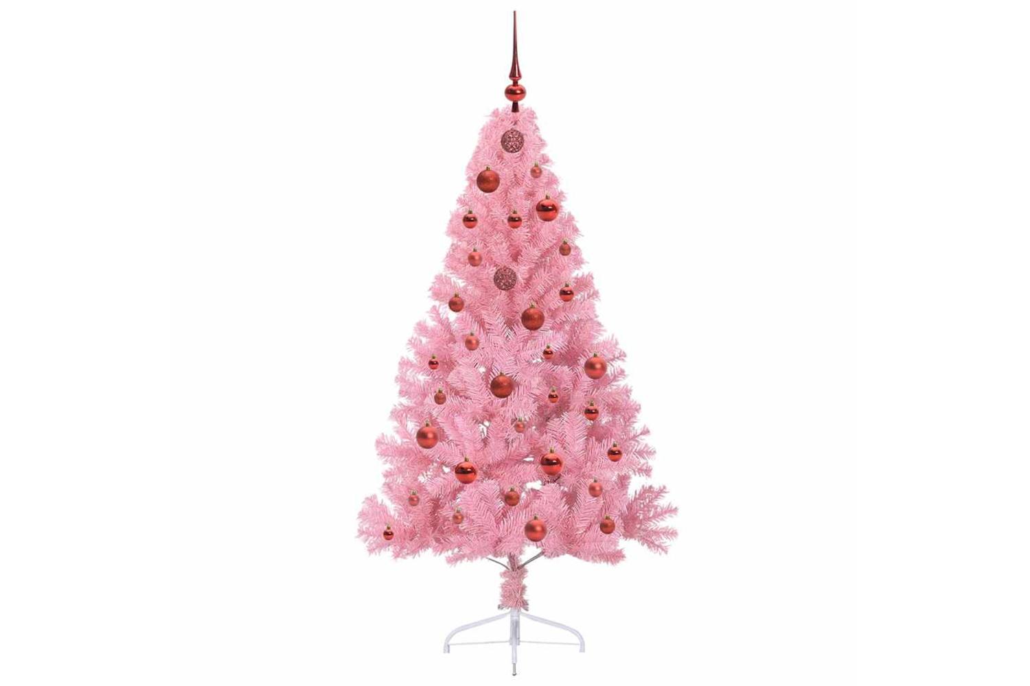 Vidaxl Artificial Pre-lit Christmas Tree With 150 Leds Pink 150 Cm Pvc-4