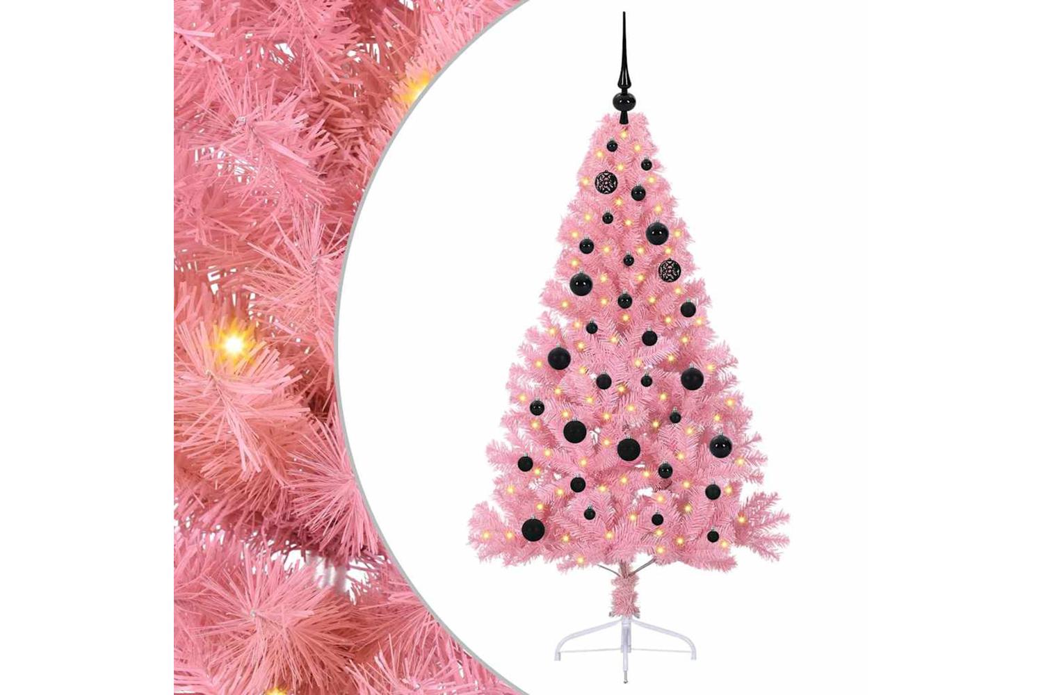 Vidaxl Artificial Pre-lit Christmas Tree With 150 Leds Pink 150 Cm Pvc-2