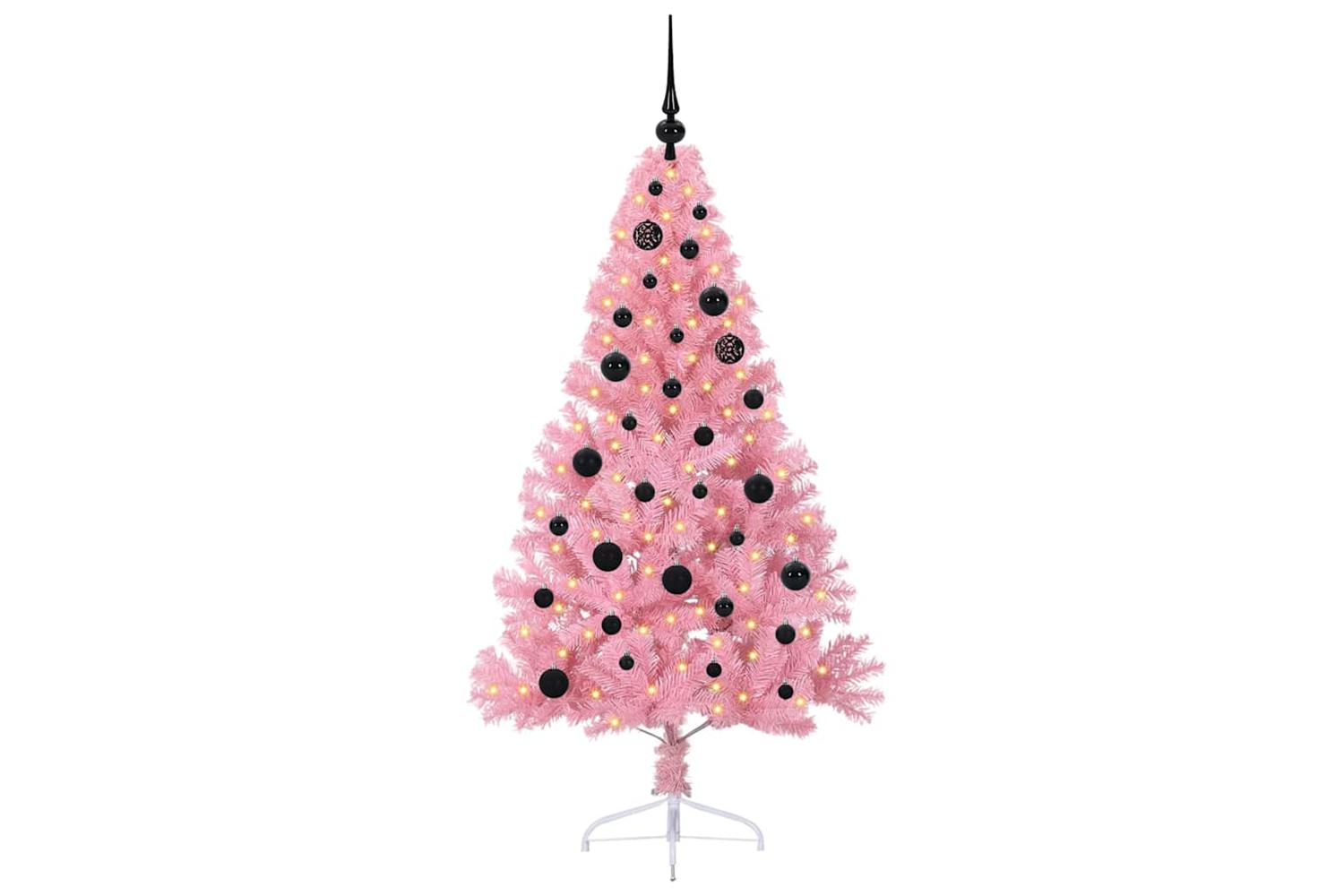 Vidaxl Artificial Pre-lit Christmas Tree With 150 Leds Pink 150 Cm Pvc-3