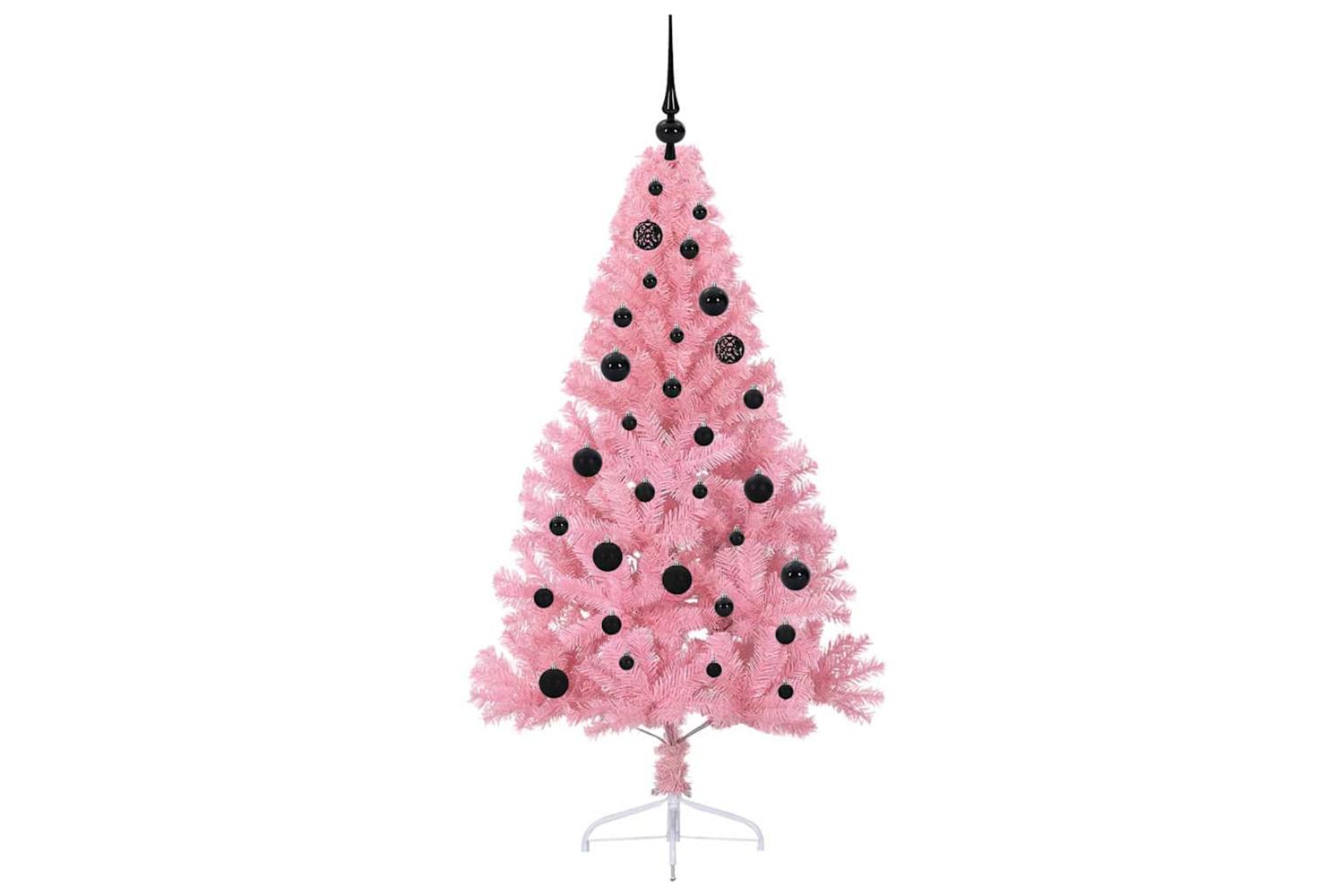 Vidaxl Artificial Pre-lit Christmas Tree With 150 Leds Pink 150 Cm Pvc-4