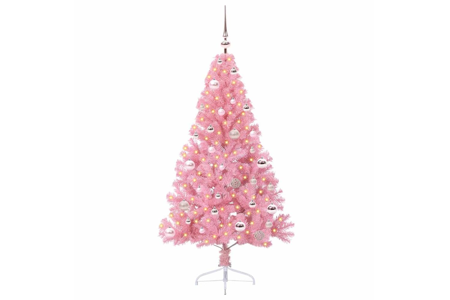Vidaxl Artificial Pre-lit Christmas Tree With 150 Leds Pink 150 Cm Pvc-2