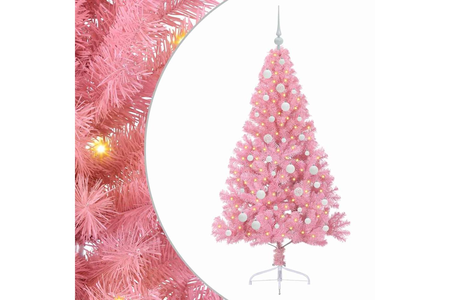 Vidaxl Artificial Pre-lit Christmas Tree With 150 Leds Pink 150 Cm Pvc