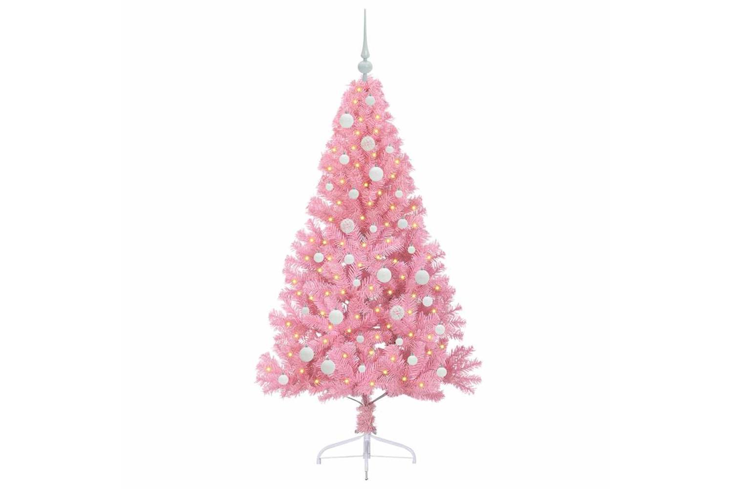 Vidaxl Artificial Pre-lit Christmas Tree With 150 Leds Pink 150 Cm Pvc-3