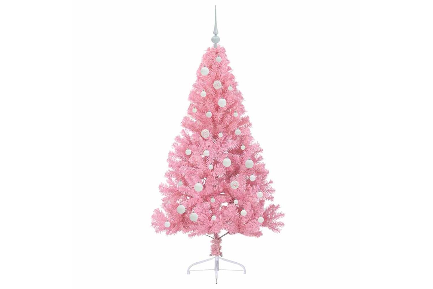 Vidaxl Artificial Pre-lit Christmas Tree With 150 Leds Pink 150 Cm Pvc-4