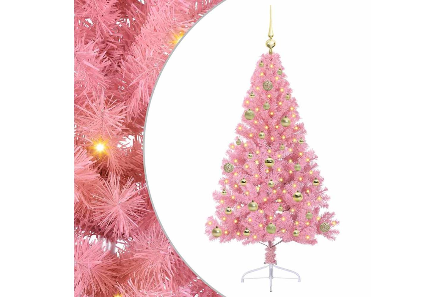 Vidaxl Artificial Pre-lit Christmas Tree With 150 Leds Pink 150 Cm Pvc