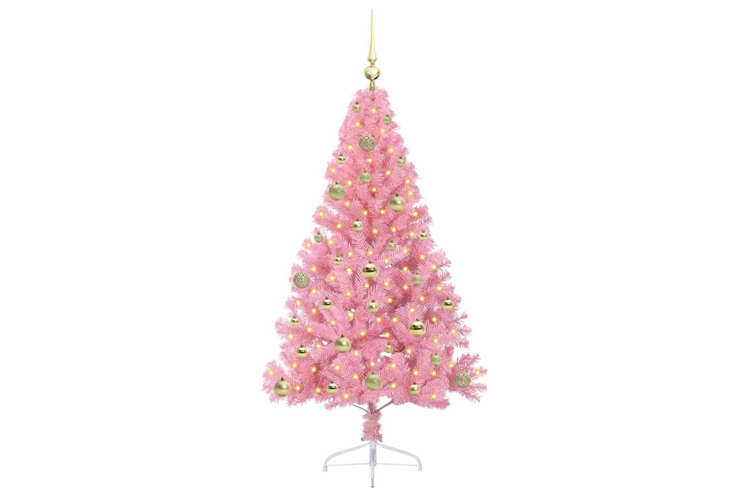 Vidaxl Artificial Pre-lit Christmas Tree With 150 Leds Pink 150 Cm Pvc-3