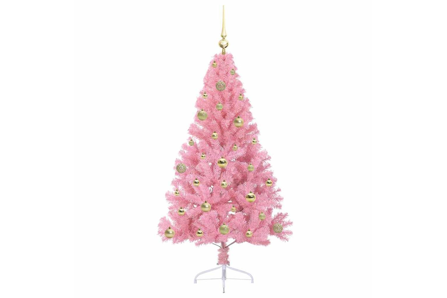 Vidaxl Artificial Pre-lit Christmas Tree With 150 Leds Pink 150 Cm Pvc-4