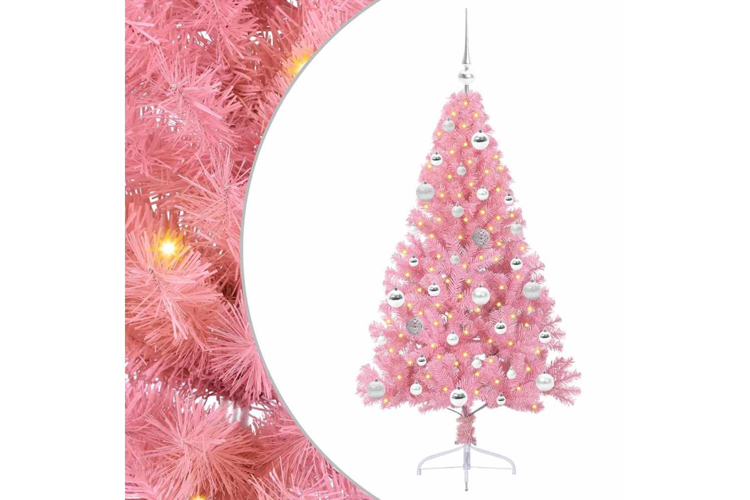 Vidaxl Artificial Pre-lit Christmas Tree With 150 Leds Pink 150 Cm Pvc-2