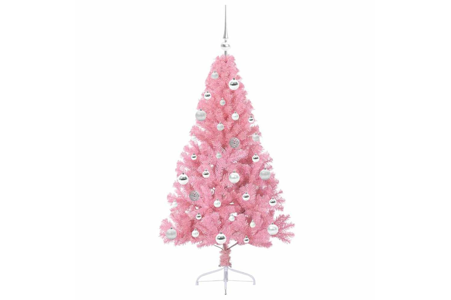 Vidaxl Artificial Pre-lit Christmas Tree With 150 Leds Pink 150 Cm Pvc-4