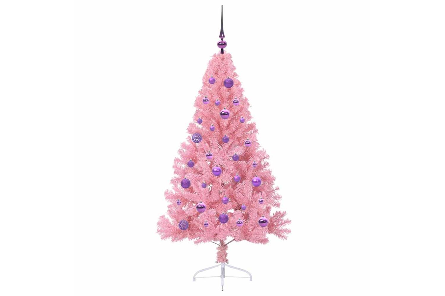 Vidaxl Artificial Pre-lit Christmas Tree With 150 Leds Pink 150 Cm Pvc-4