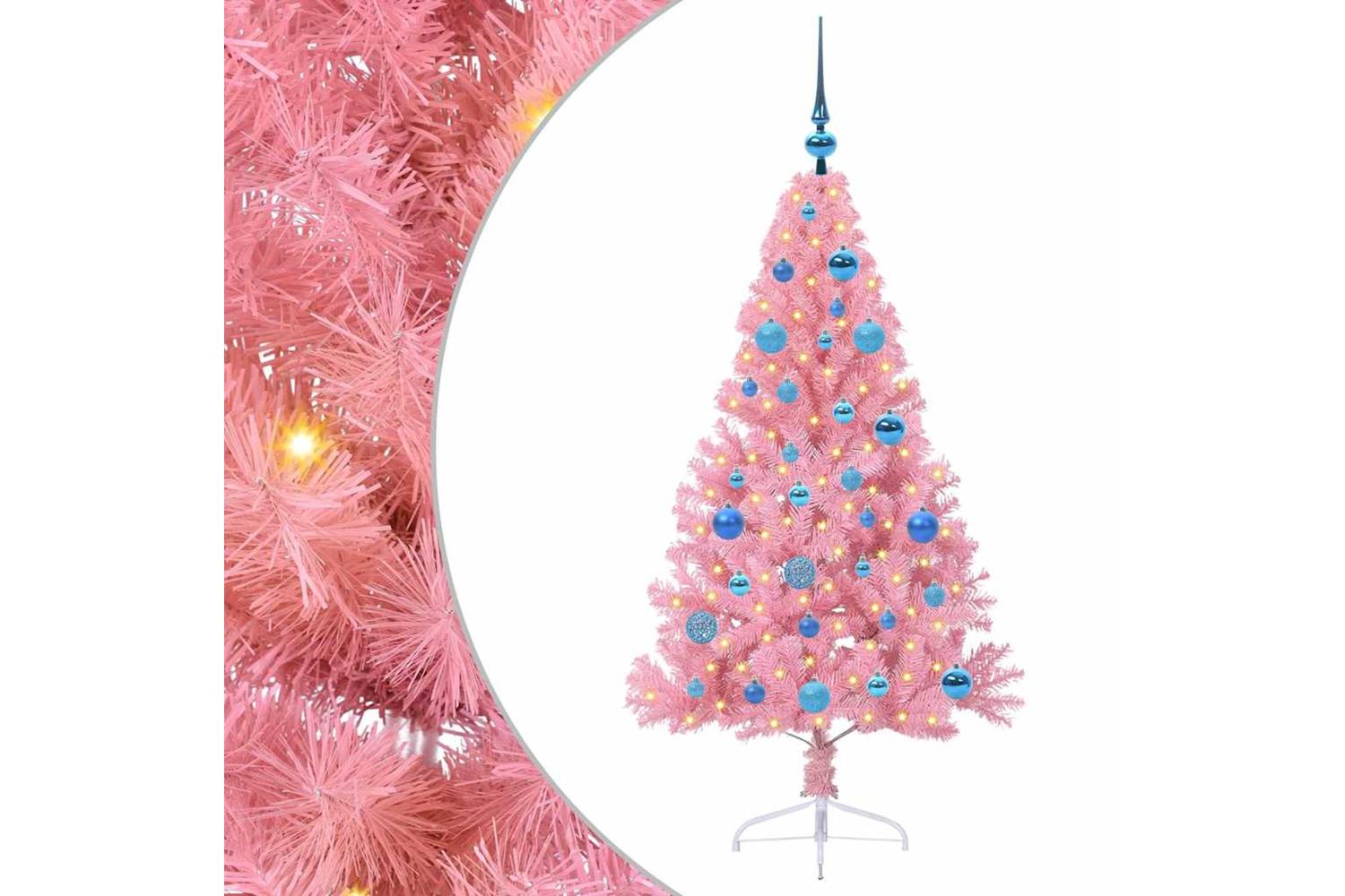 Vidaxl Artificial Pre-lit Christmas Tree With 150 Leds Pink 150 Cm Pvc-2
