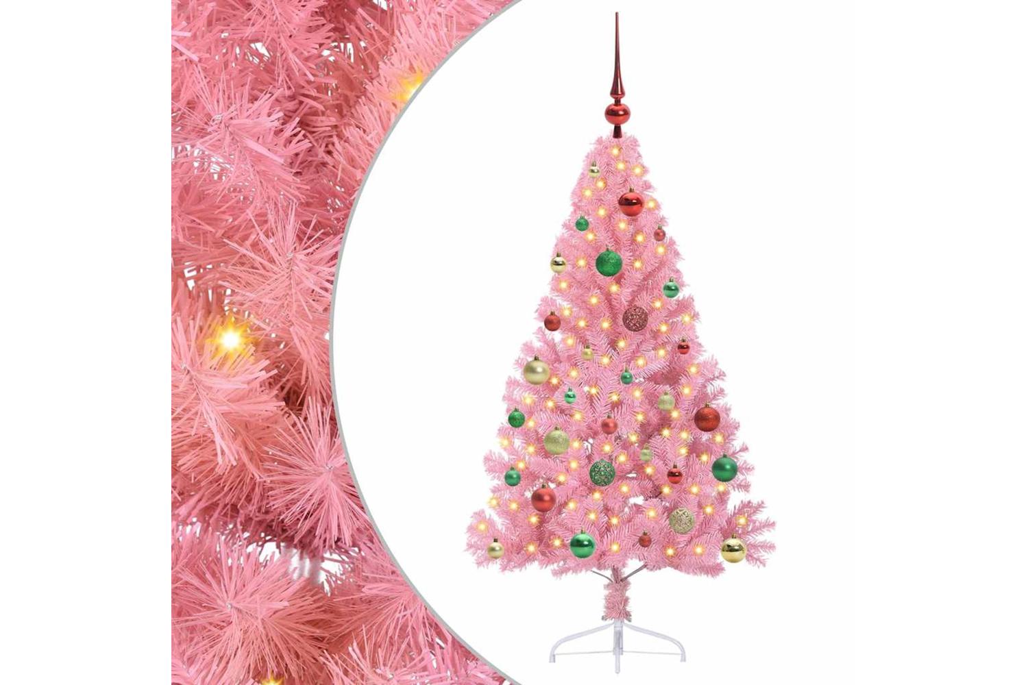 Vidaxl Artificial Pre-lit Christmas Tree With 150 Leds Pink 150 Cm Pvc-2