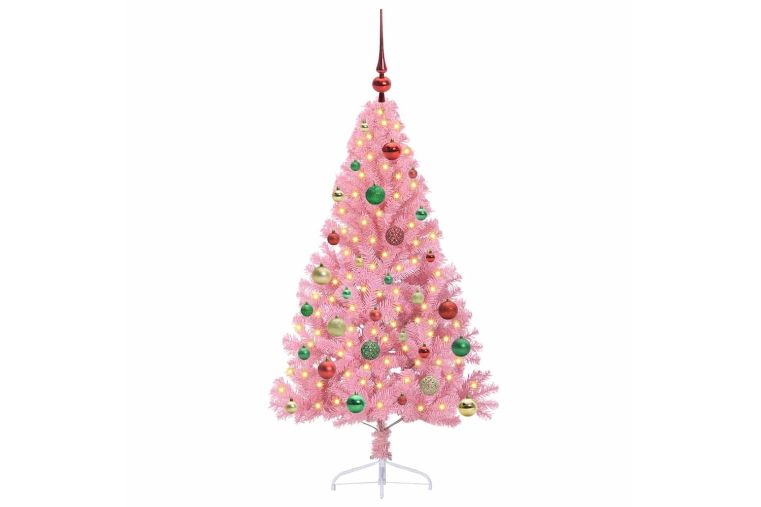 Vidaxl Artificial Pre-lit Christmas Tree With 150 Leds Pink 150 Cm Pvc-3