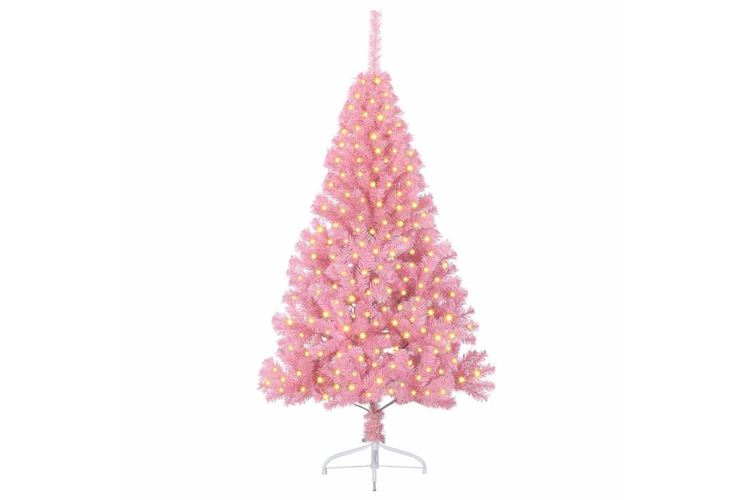 Vidaxl Artificial Pre-lit Christmas Tree With 300 Leds Pink 180 Cm Pvc-3