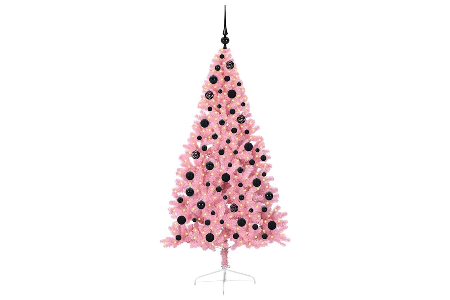 Vidaxl Artificial Pre-lit Christmas Tree With 300 Leds Pink 180 Cm Pvc-3