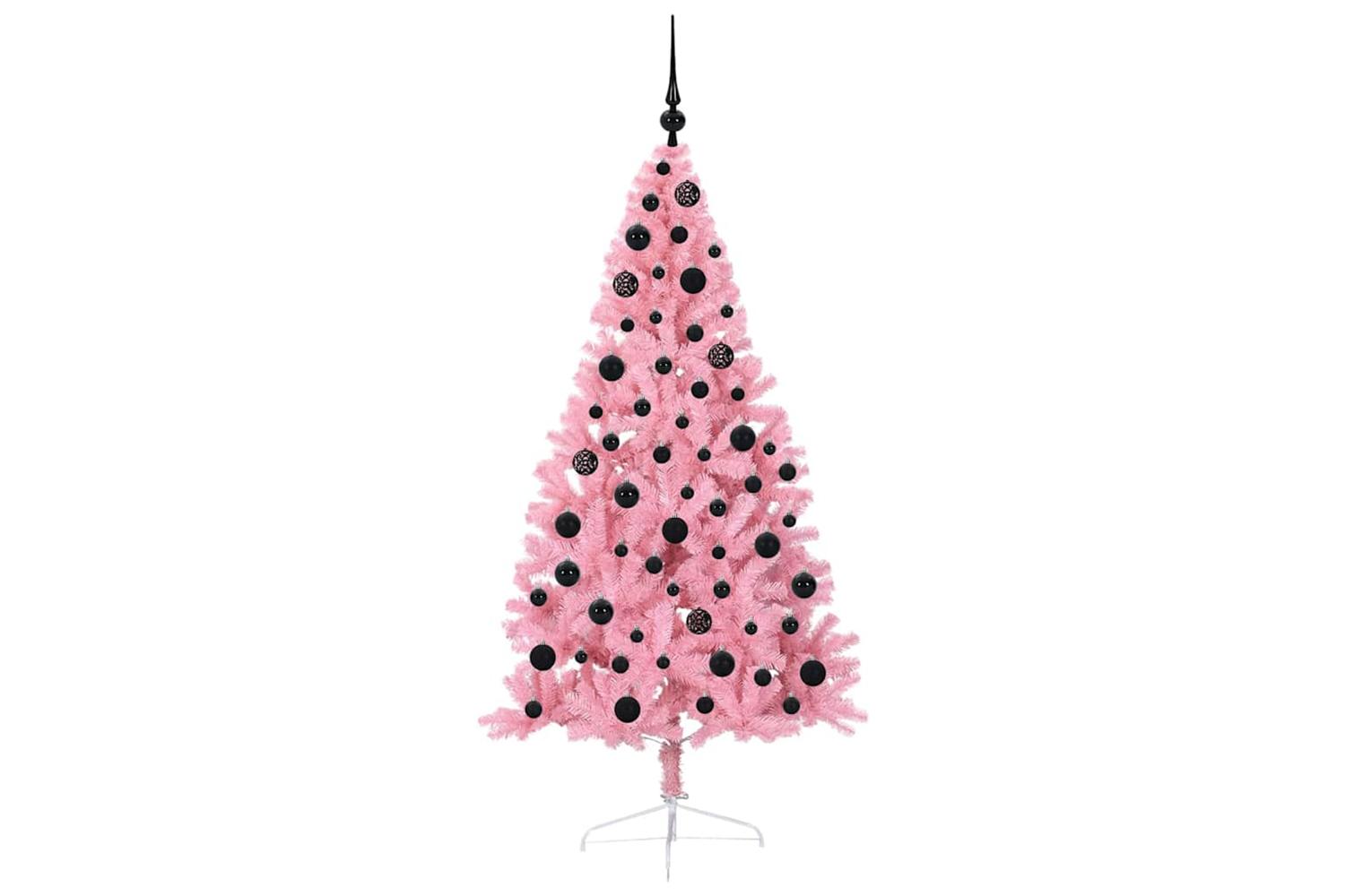 Vidaxl Artificial Pre-lit Christmas Tree With 300 Leds Pink 180 Cm Pvc-4
