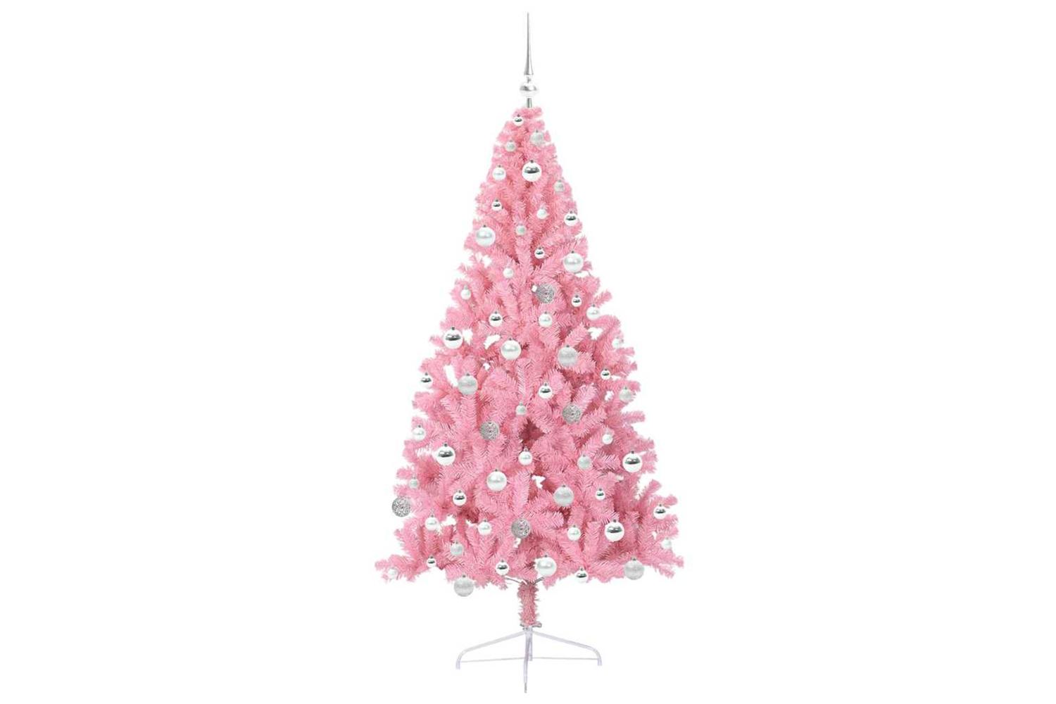 Vidaxl Artificial Pre-lit Christmas Tree With 300 Leds Pink 180 Cm Pvc-4