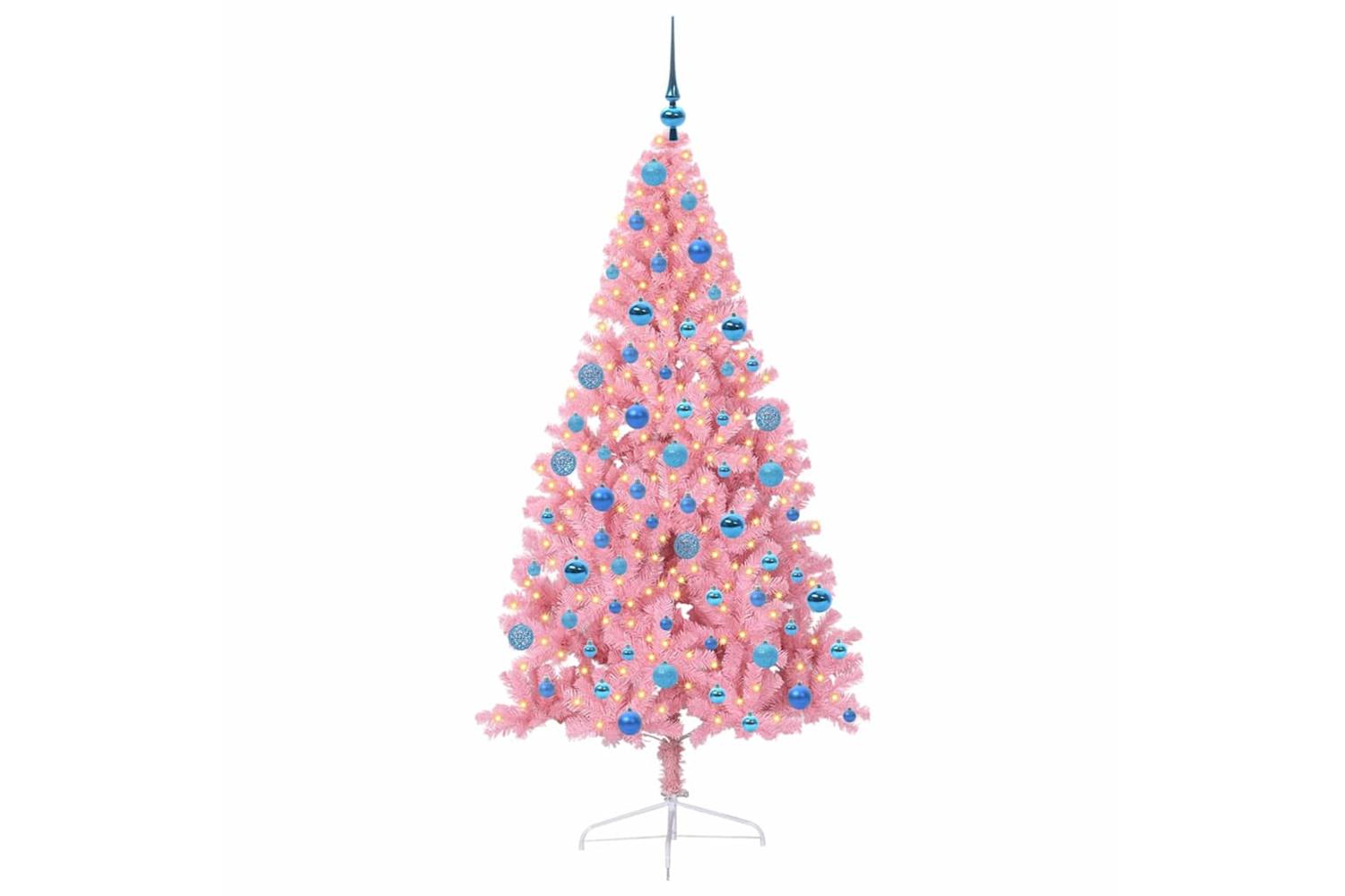 Vidaxl Artificial Pre-lit Christmas Tree With 300 Leds Pink 180 Cm Pvc-3