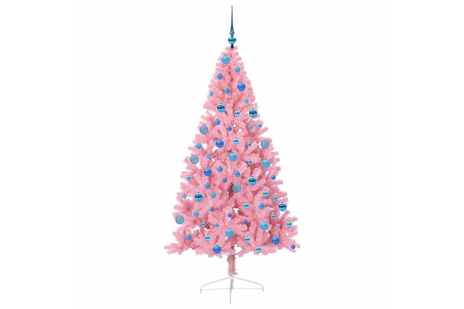 Vidaxl Artificial Pre-lit Christmas Tree With 300 Leds Pink 180 Cm Pvc-4