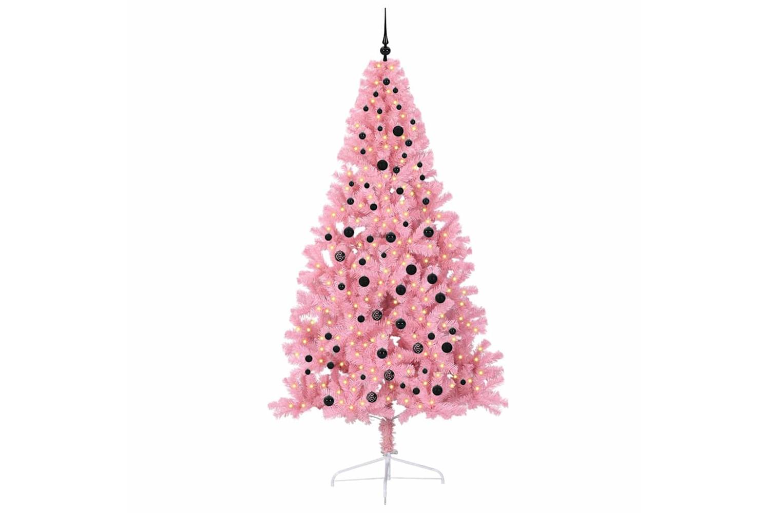 Vidaxl Artificial Pre-lit Christmas Tree With 300 Leds Pink 240 Cm Pvc-3
