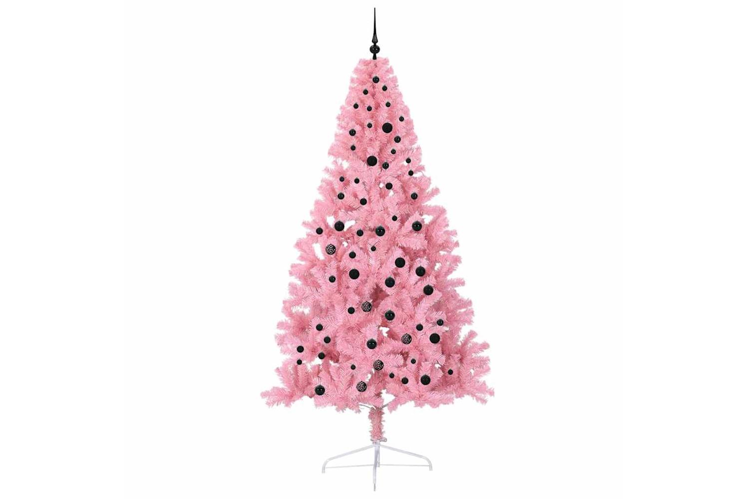 Vidaxl Artificial Pre-lit Christmas Tree With 300 Leds Pink 240 Cm Pvc-4