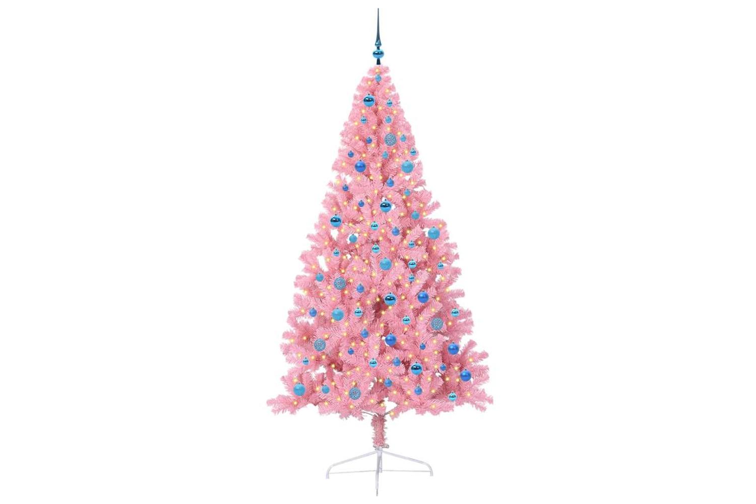 Vidaxl Artificial Pre-lit Christmas Tree With 300 Leds Pink 240 Cm Pvc-3