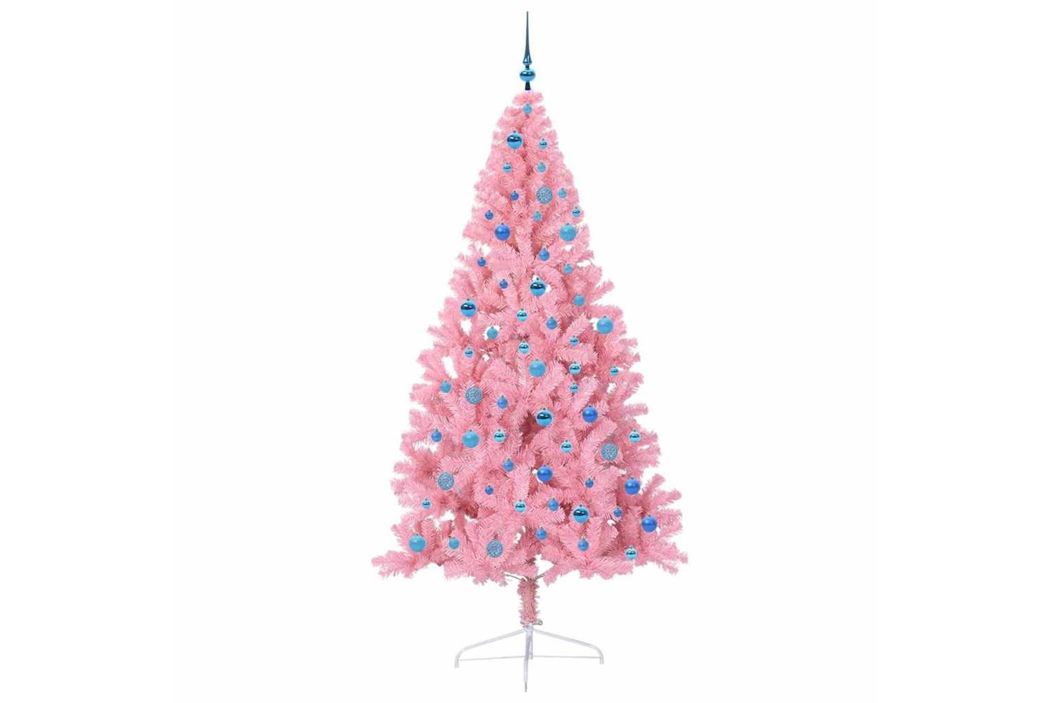 Vidaxl Artificial Pre-lit Christmas Tree With 300 Leds Pink 240 Cm Pvc-4
