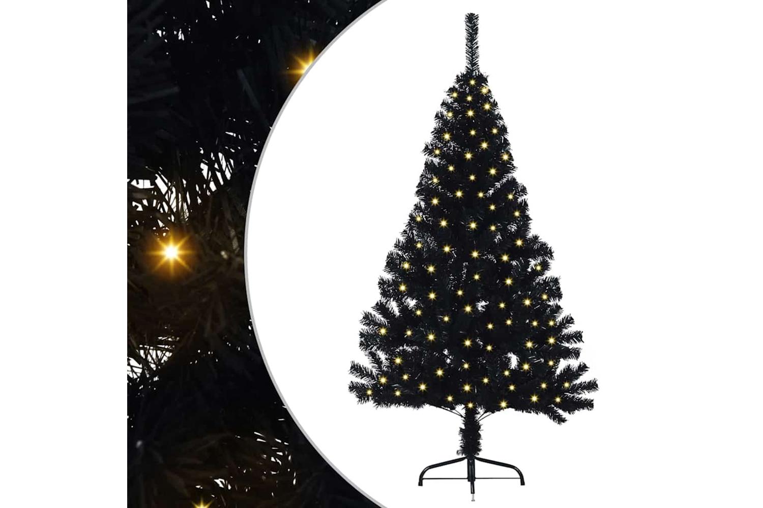 Vidaxl Artificial Pre-lit Christmas Tree Black 120 Cm Pvc-2