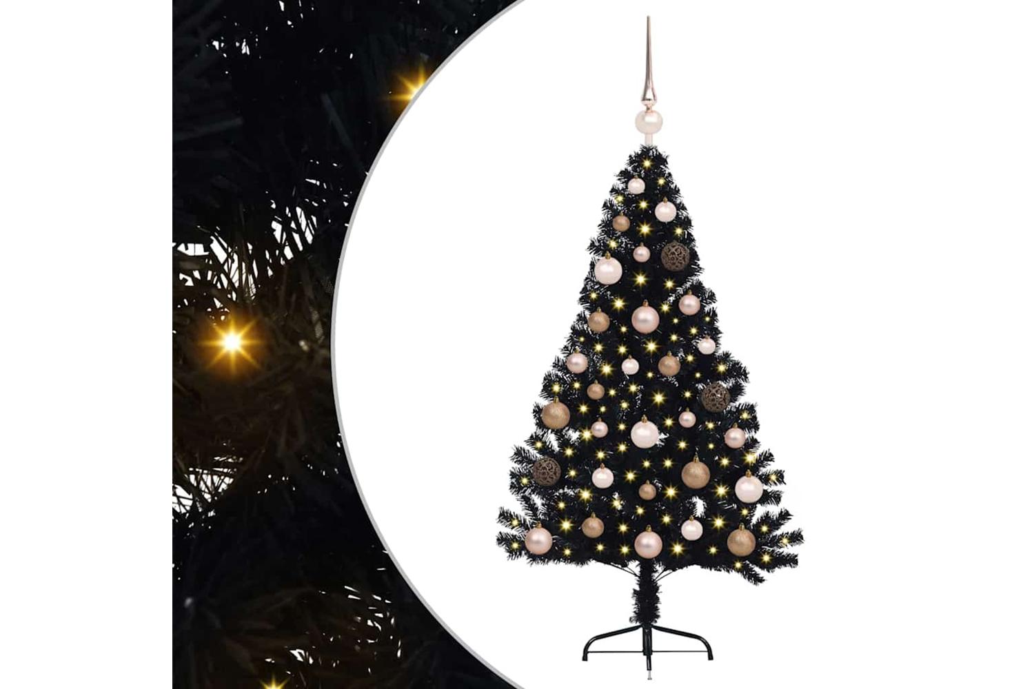Vidaxl Artificial Pre-lit Christmas Tree Black 120 Cm Pvc-2