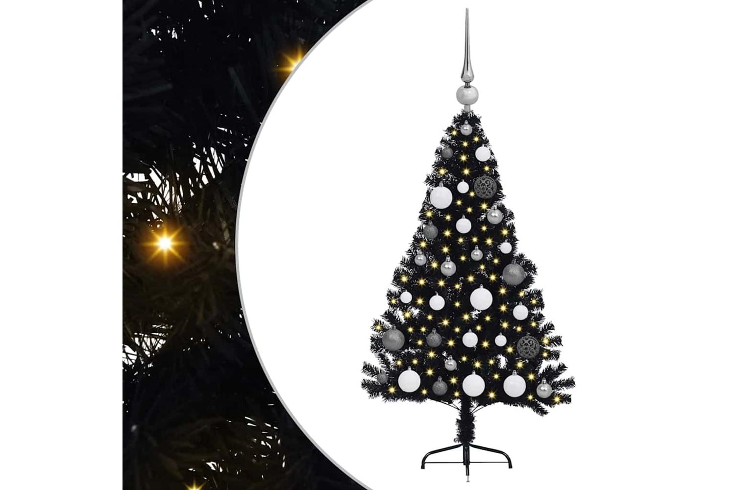 Vidaxl Artificial Pre-lit Christmas Tree Black 120 Cm Pvc-2